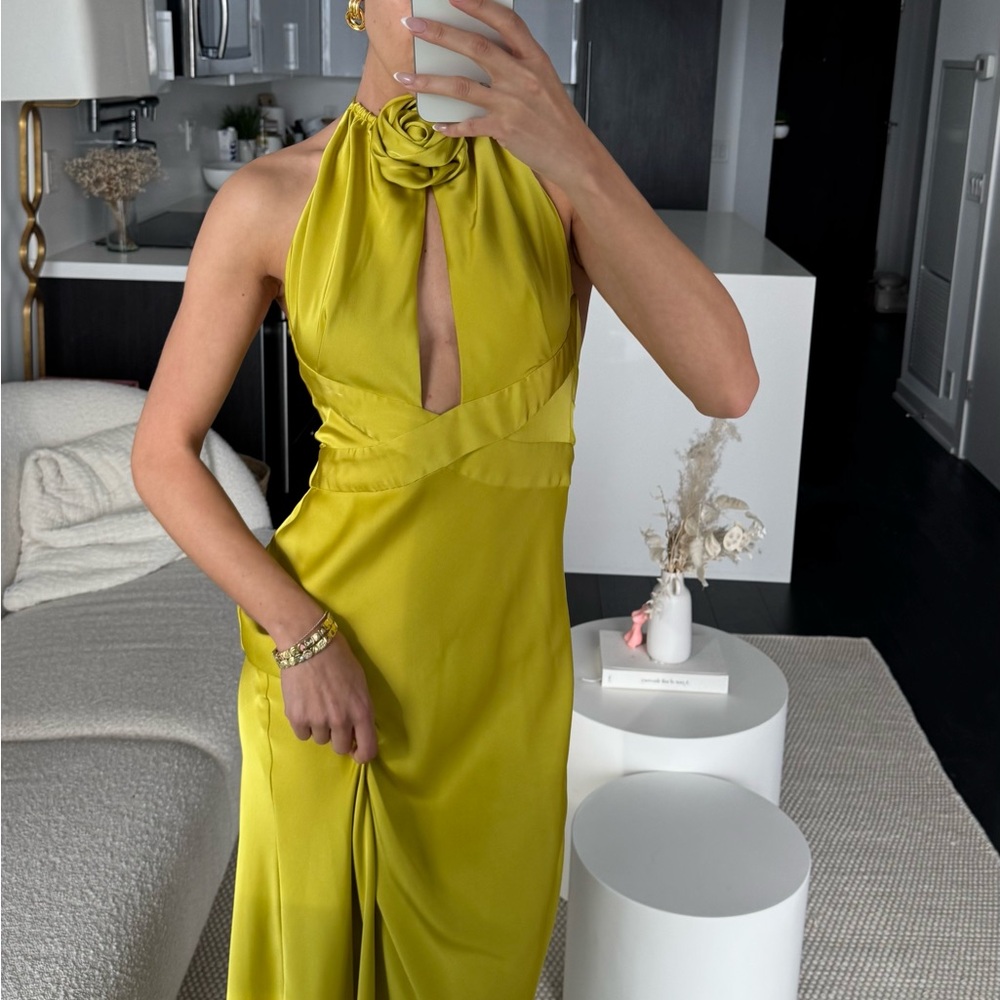 Ronny Kobo Satin Rosette Maxi Dress - Picture 6 of 7